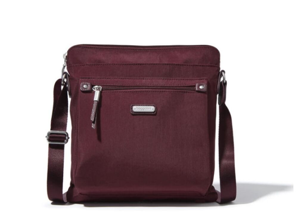Baggallini Dark Cherry Go Bagg With RFID Phone Wristlet Crossbody Bag